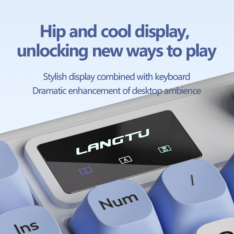 YZ Ưu đãi đặc biệt hôm nay 490K!LANGTU K600 Bàn phím cơ switch đỏ yên tĩnh, 24 chế độ đèn RGB, núm xoay âm lượng, màn hình hiển thị!