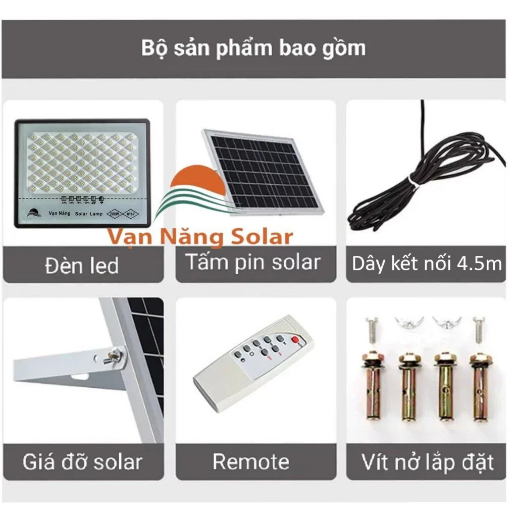 Đèn chiếu sáng năng lượng mặt trời công suất cực cao mới với điều khiển từ xa đa chức năng và bộ công cụ đầy đủ