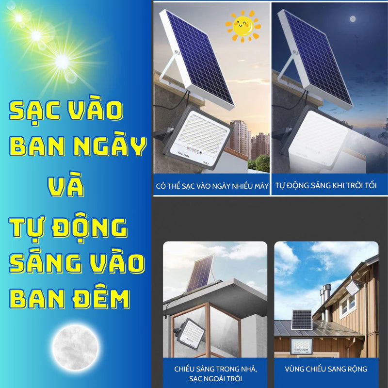 Đèn chiếu sáng năng lượng mặt trời công suất cực cao mới với điều khiển từ xa đa chức năng và bộ công cụ đầy đủ