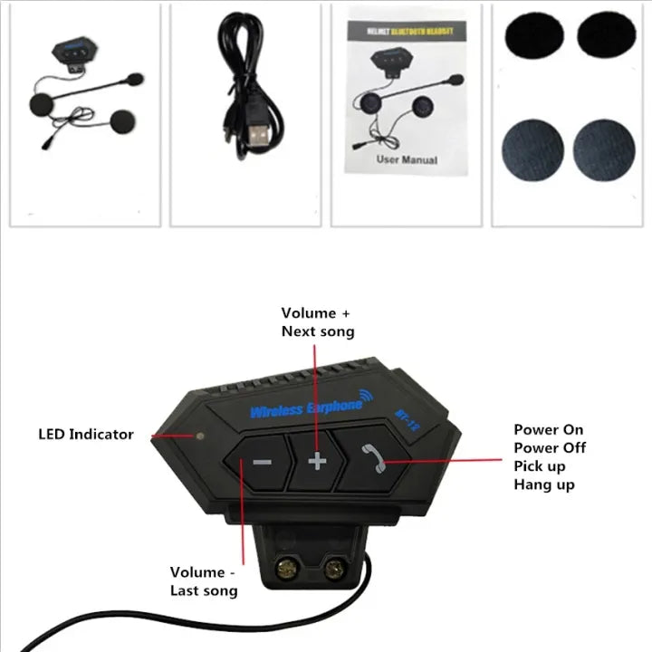 Tai nghe bluetooth mũ bảo hiểm E12 mới nhất, hỗ trợ Android & iPhone. Chống nước IP67, tích hợp micro, hỗ trợ điều khiển bằng giọng nói, ship từ Hồ Chí Minh